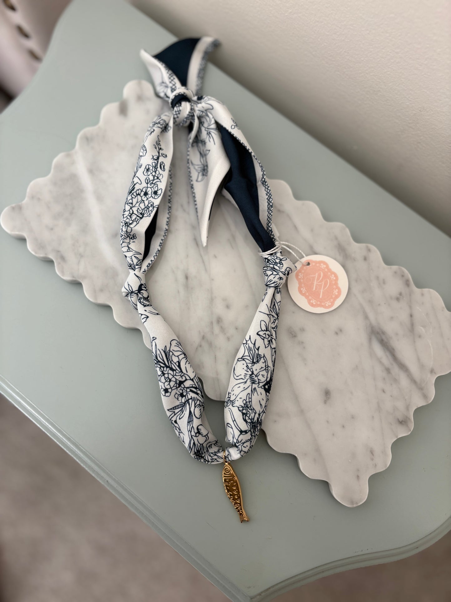 Fish On Scarf Necklace