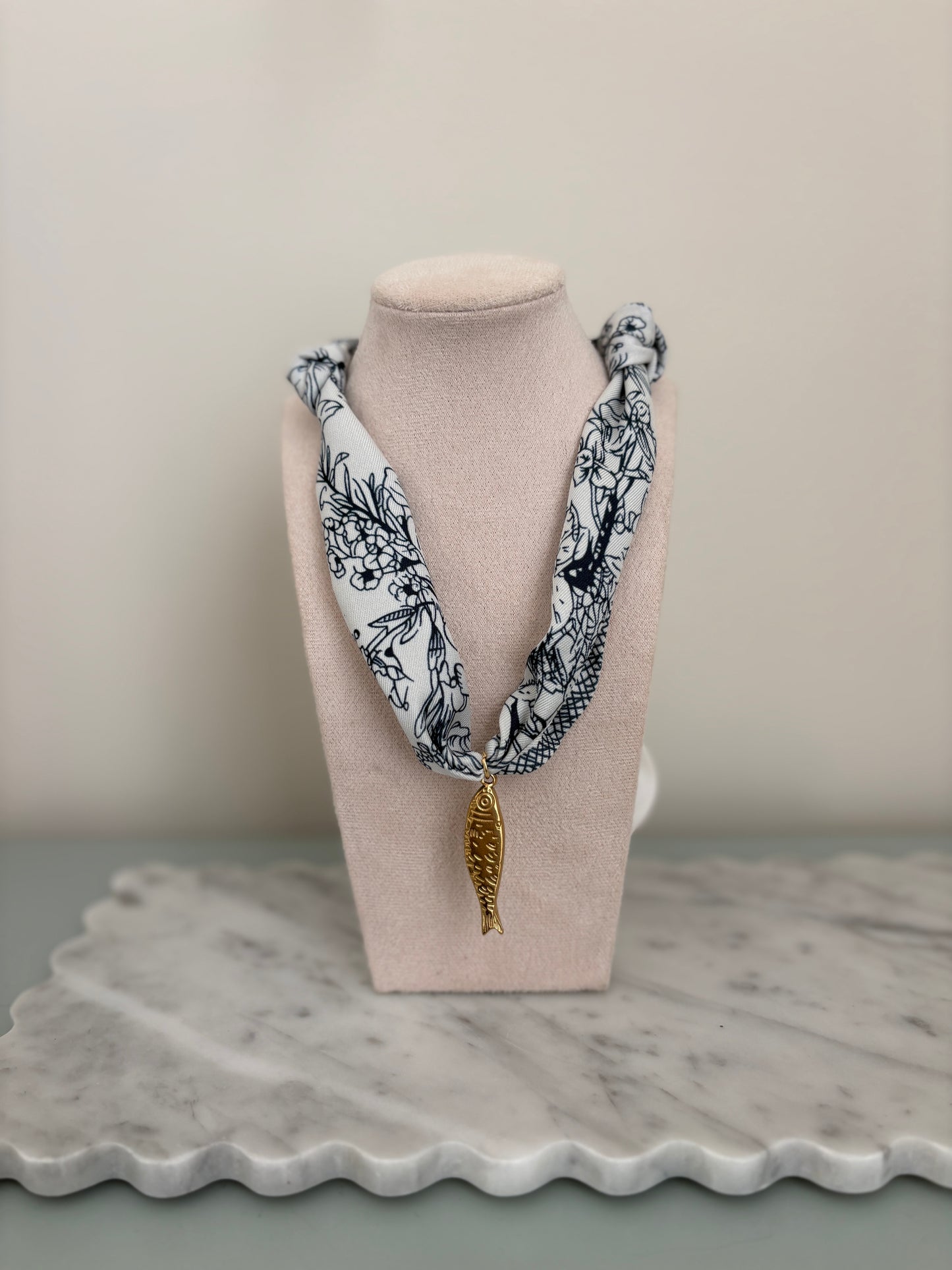 Fish On Scarf Necklace