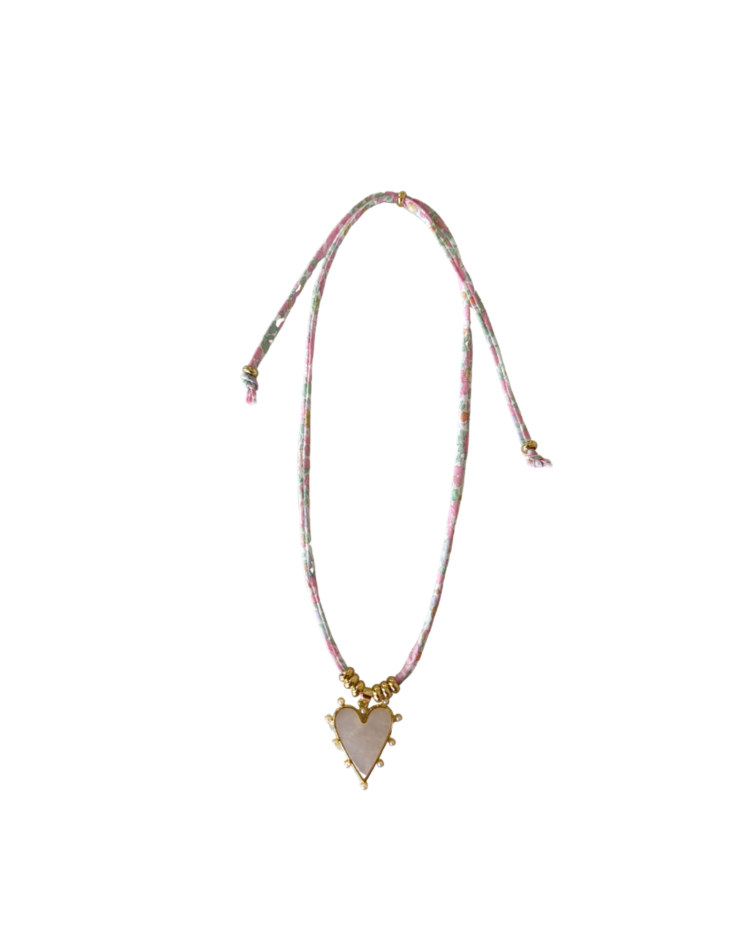Liberty of London Cord Necklace — Light Floral Heart
