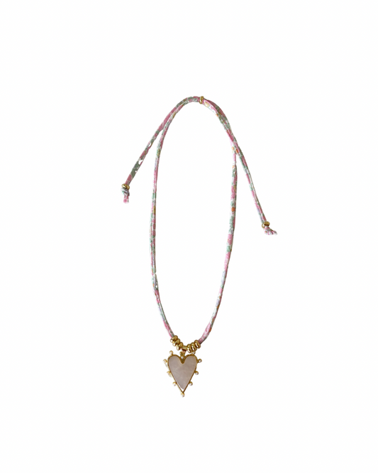 Liberty of London Cord Necklace — Light Floral Heart