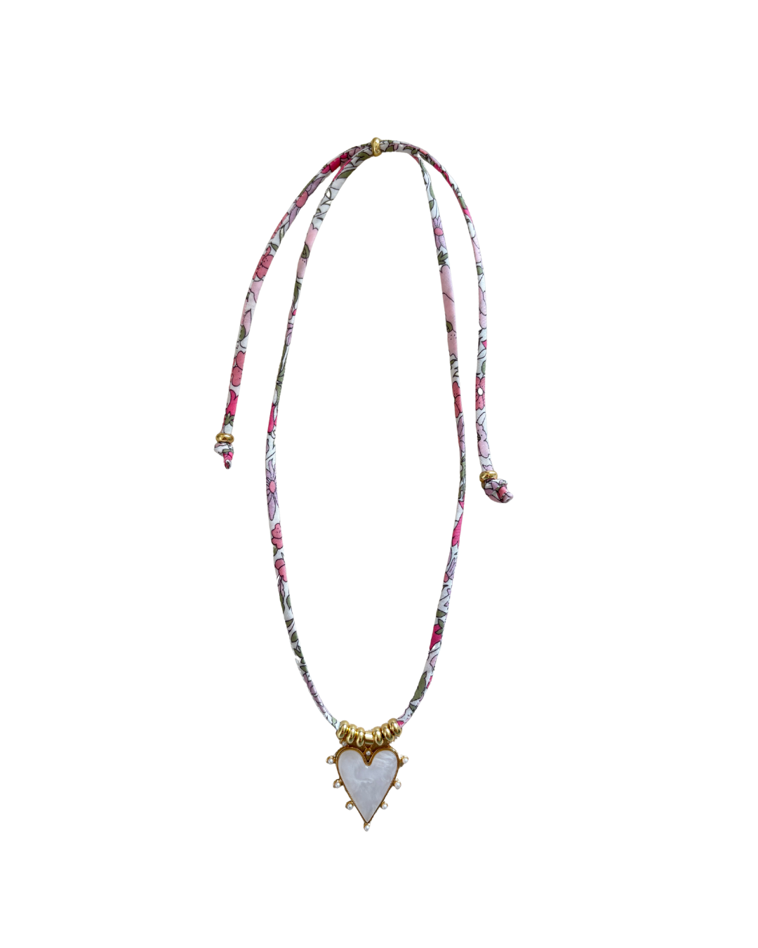 Liberty of London Cord Necklace - Floral Pearl Heart