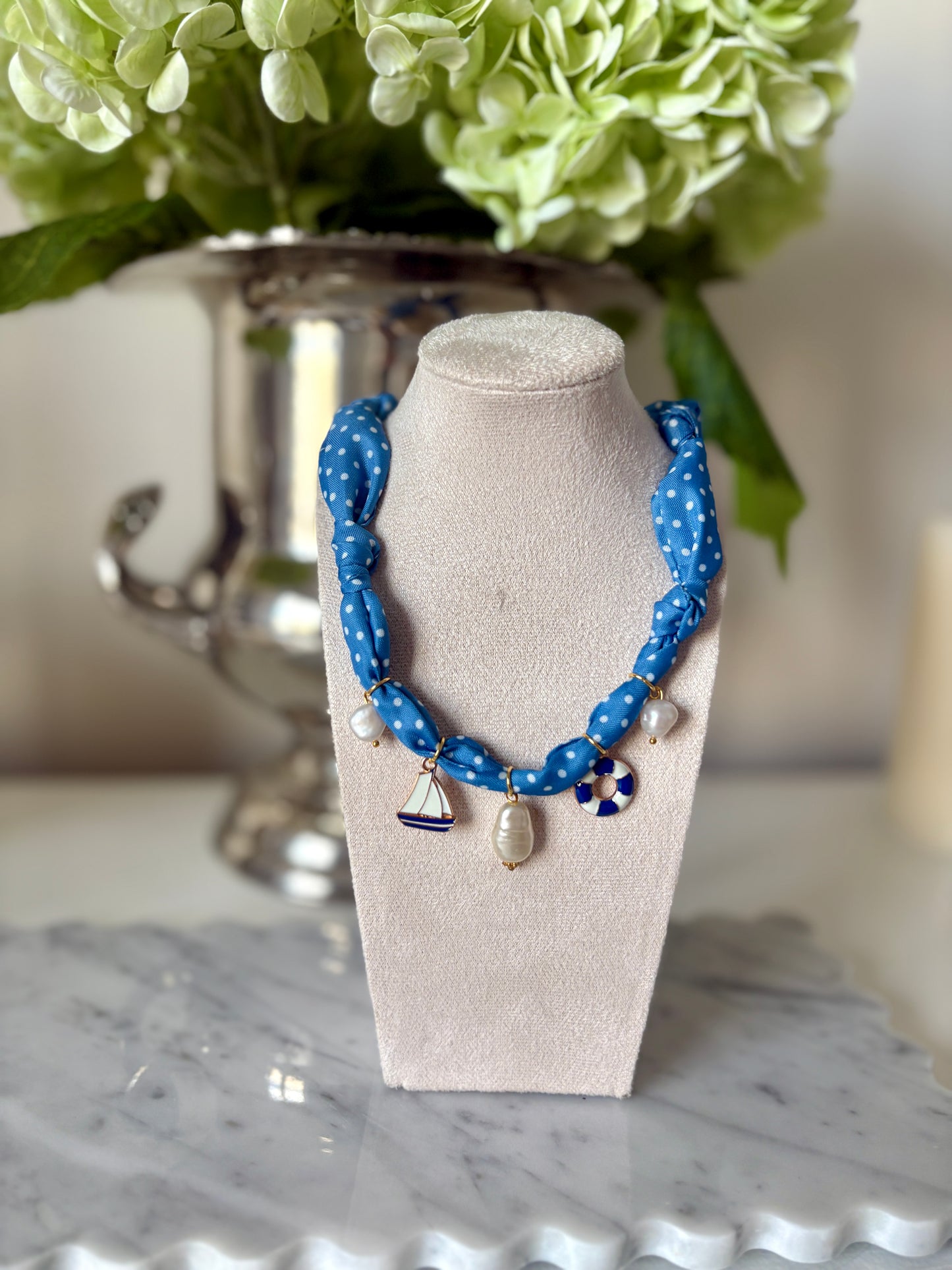 Coastal Blues Scarf Necklace