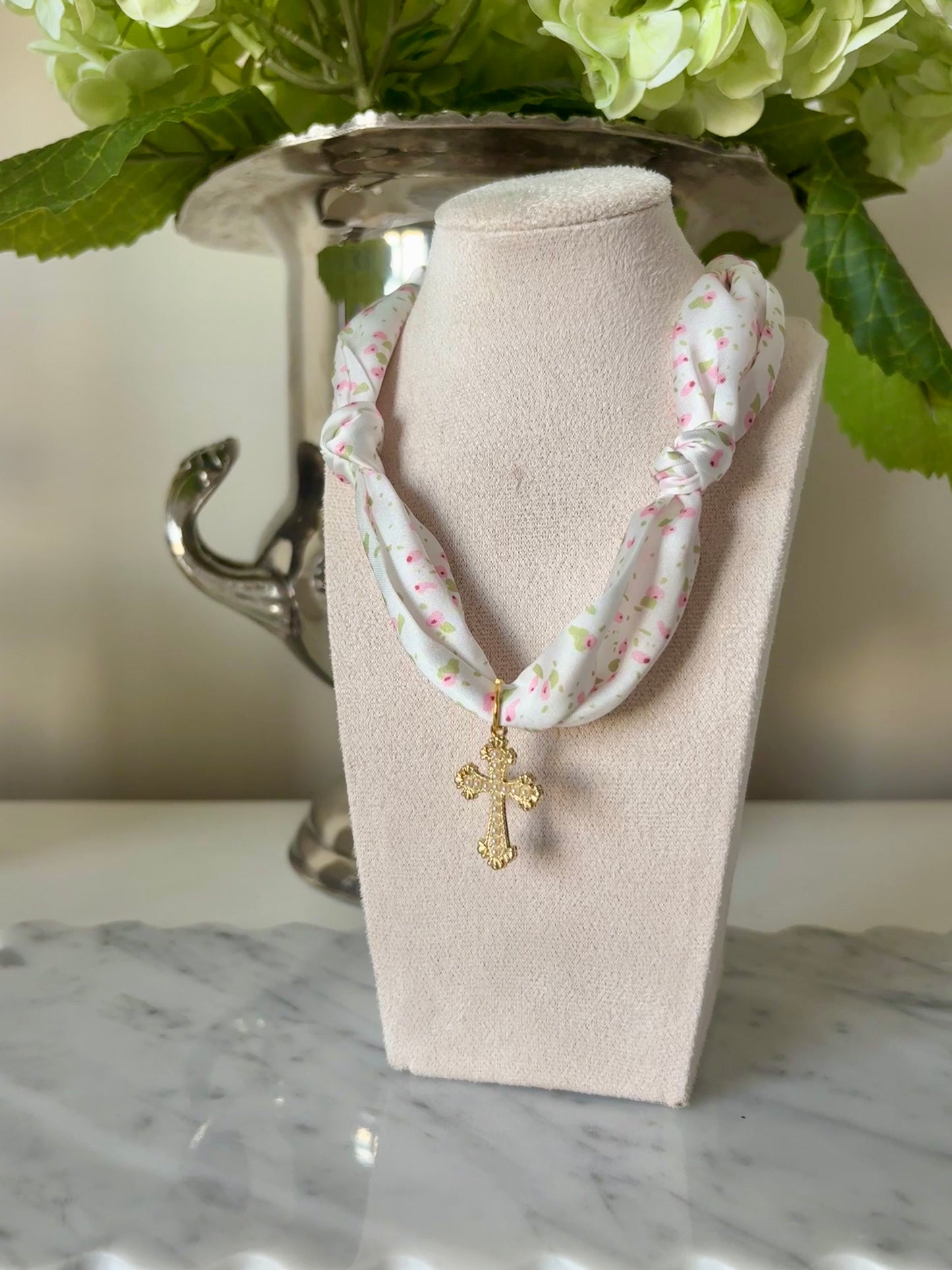 Pearl Cross Scarf Necklace