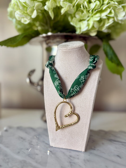 Green Statement Scarf Necklace