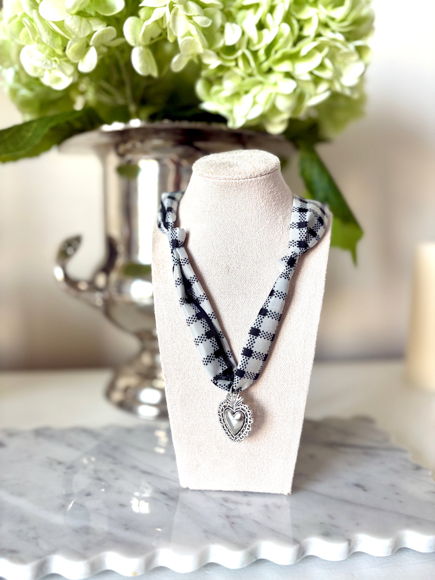 Plaid Heart Scarf Necklace