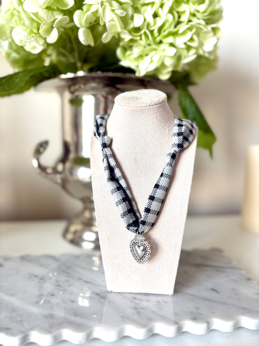 Plaid Heart Scarf Necklace