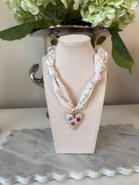 Abstract Heart Scarf Necklace