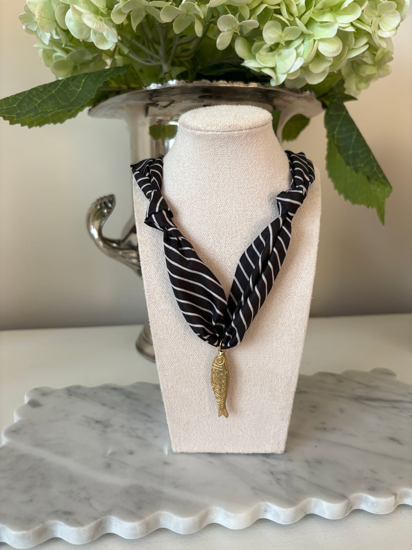 Fish On Scarf Necklace