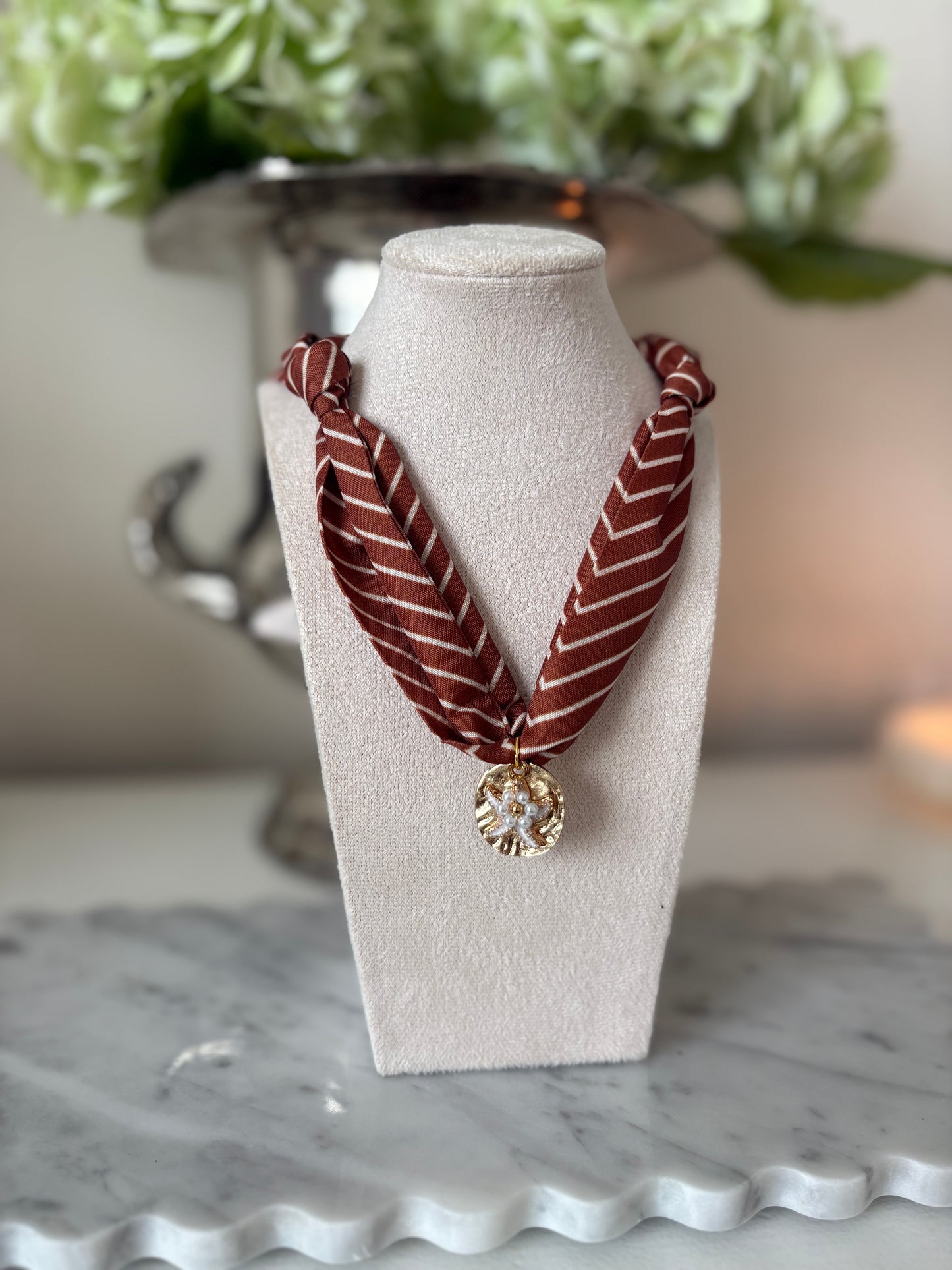 Coral Cluster Scarf Necklace