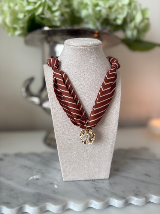 Coral Cluster Scarf Necklace