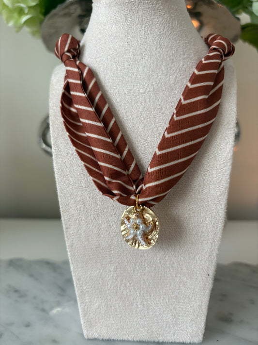 Coral Cluster Scarf Necklace