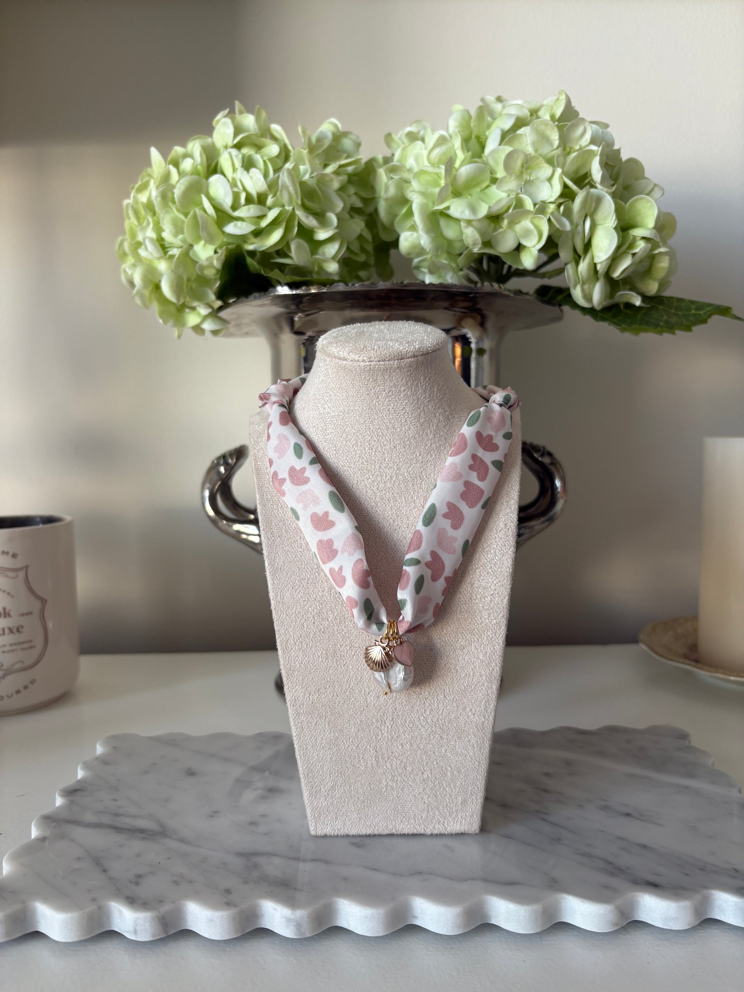 Pale Pink Scarf Necklace