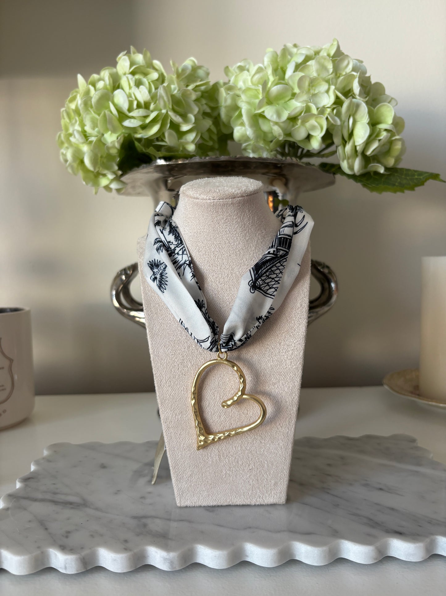 Chinoiserie Heart Scarf Necklace