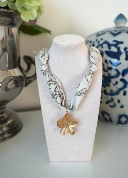 Fall Floral Scarf Necklace